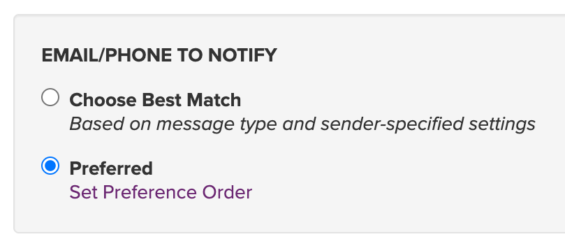 Image of the ParentSquare Notification Setting to Set Preferred Order from Multiple Email or Phone Numbers